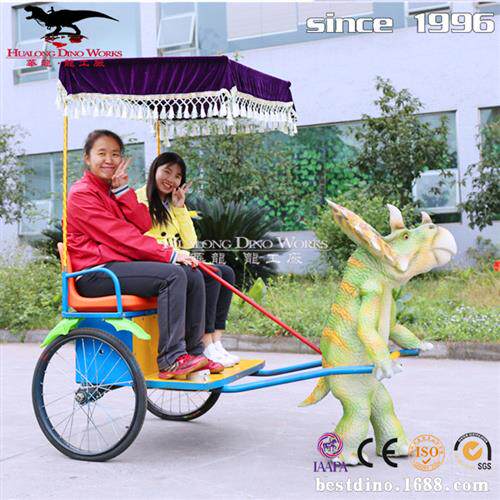 仿真恐龙动物模型恐龙小车卡通恐龙黄包车儿童乐园互动引流产品