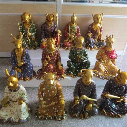 玻璃钢十二生肖雕塑风水摆件展示橱窗寺庙兽首人身神像风水雕塑