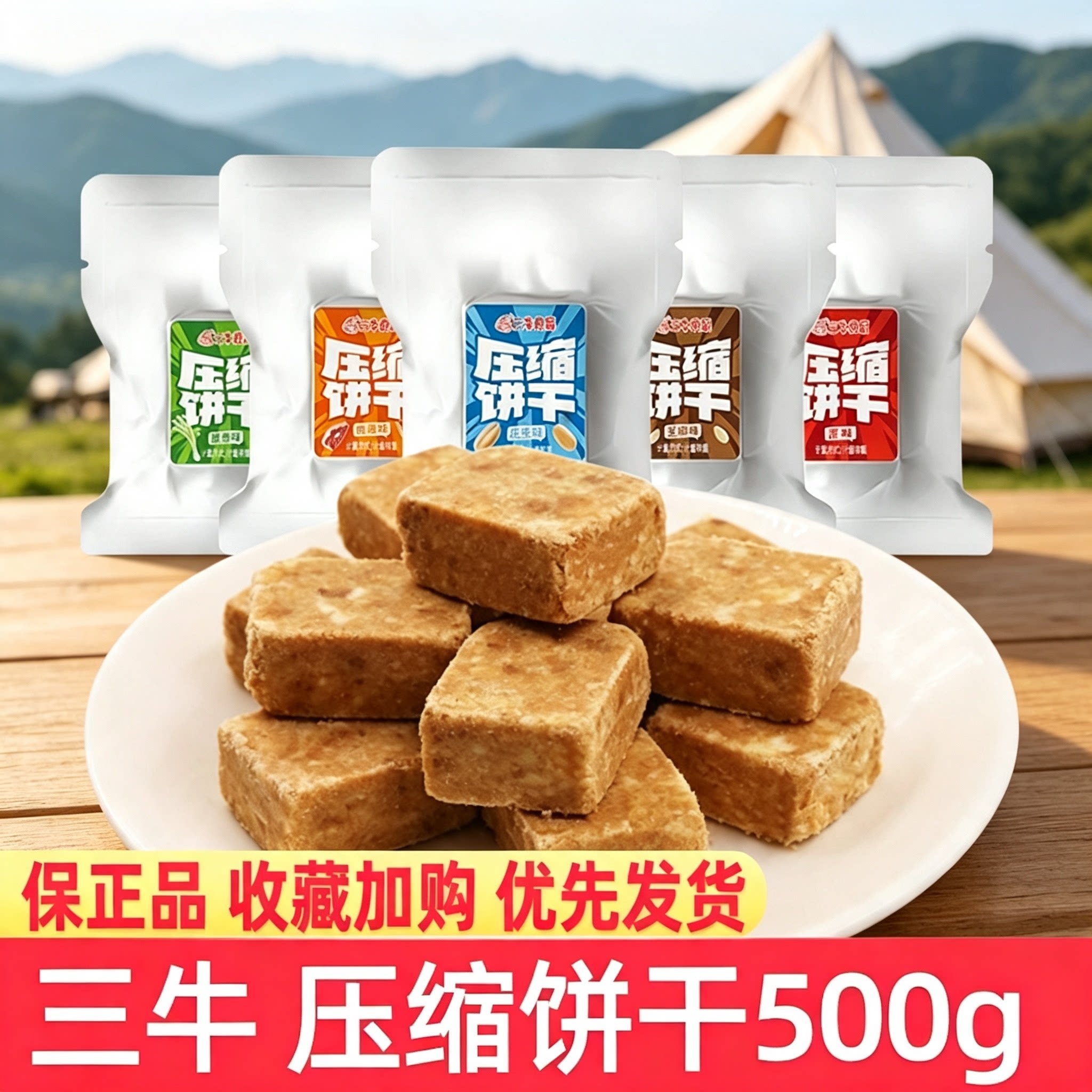 上海三牛压缩饼干500g抗饿即食营养小包装学生代餐户外零食