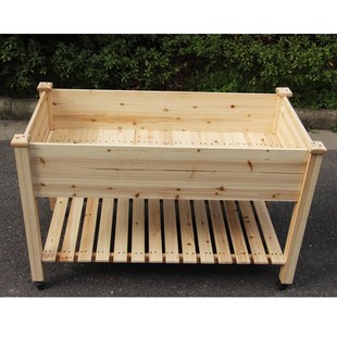 花园床木质高架双层植物床阳台蔬菜花卉种植箱种植床花架家庭花园