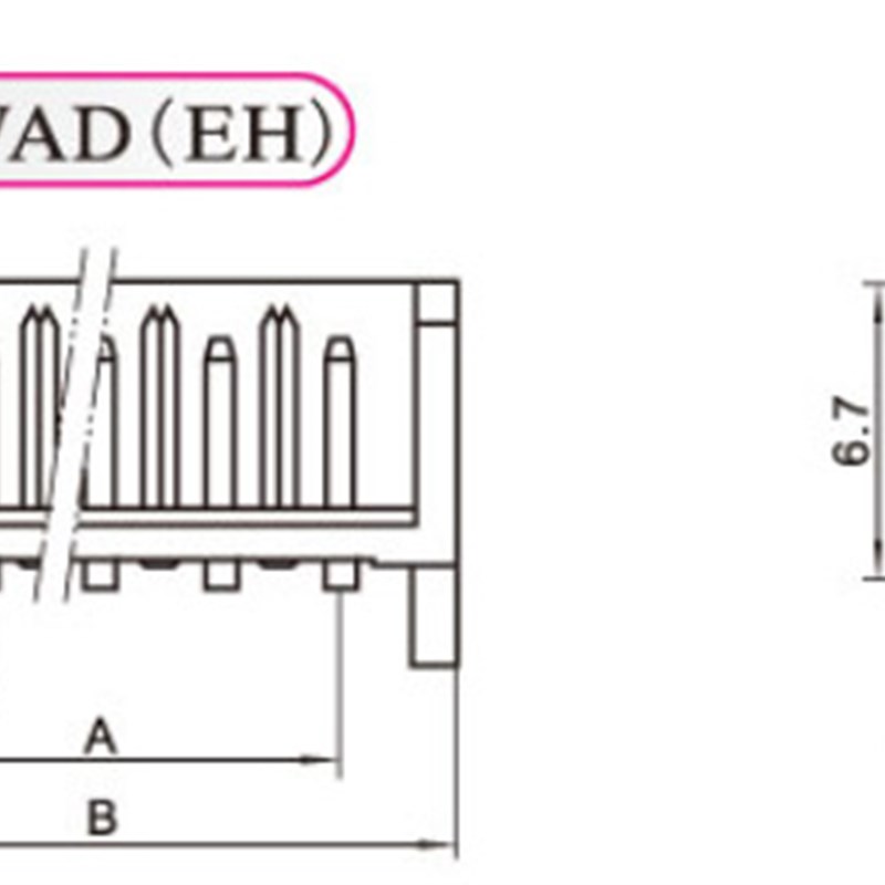 红星连接器EH-2AWD 3A 4A 5A 6A 7A 8WAD弯针带定位HX25005 2.5mm