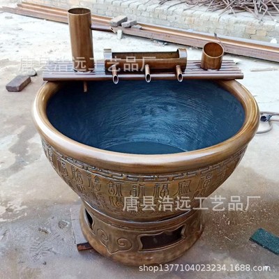 唐县铜雕厂家生产吉祥如意铜缸铜鱼缸 招财聚财铜雕缸精美摆件