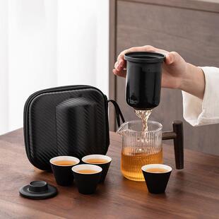 旅行茶具套装 备快客杯一壶四杯商务礼品 户外露营旅游泡茶收纳装