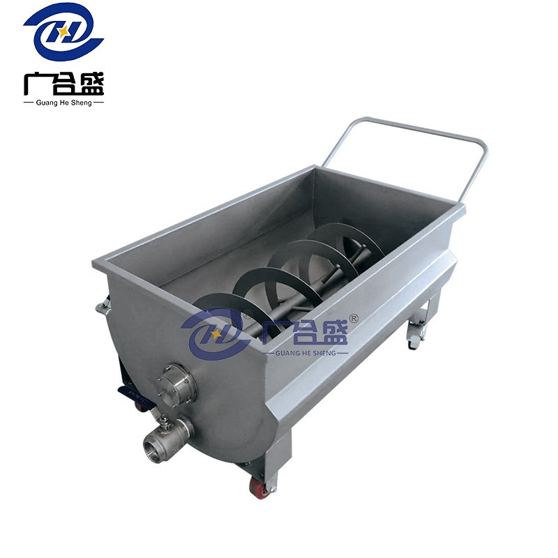 电动搅拌酱料周转车 手推304不锈钢搅拌料车 双绞龙酱料冷却料车