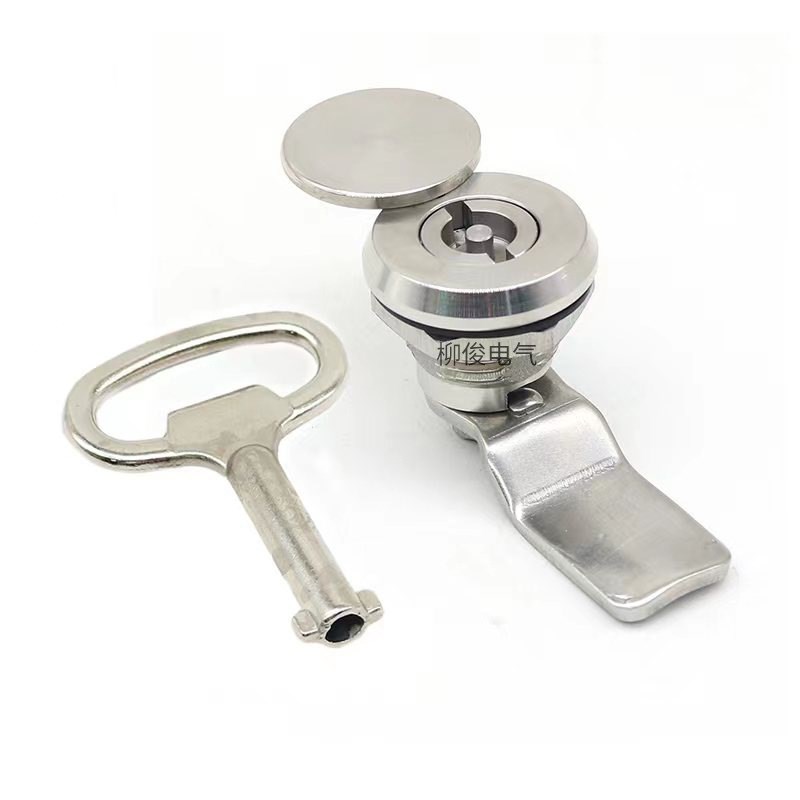 新型304不锈钢MS705带盖三角锁防尘锁翼型工业配电箱转舌锁