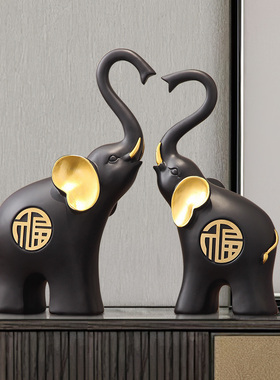 新中式大象摆件客j厅电视柜家居结婚装饰品寓意好的新房子乔迁礼