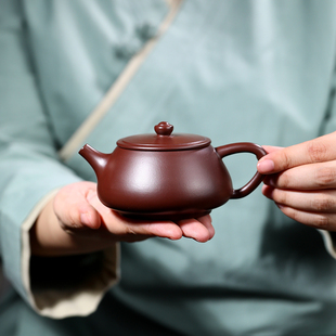 宜兴纯全手工紫砂壶紫朱t泥球孔石瓢壶家用功夫汉瓦泡茶壶茶具单