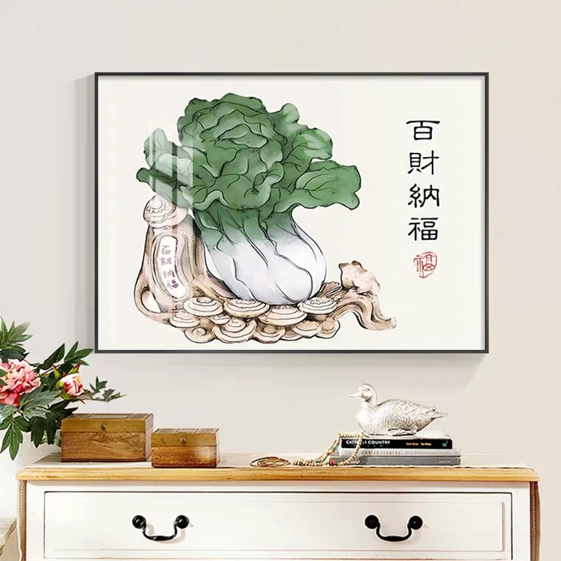 好寓意挂画餐厅创意新中式装饰画客厅玄关过道背景墙轻奢壁画水果图片