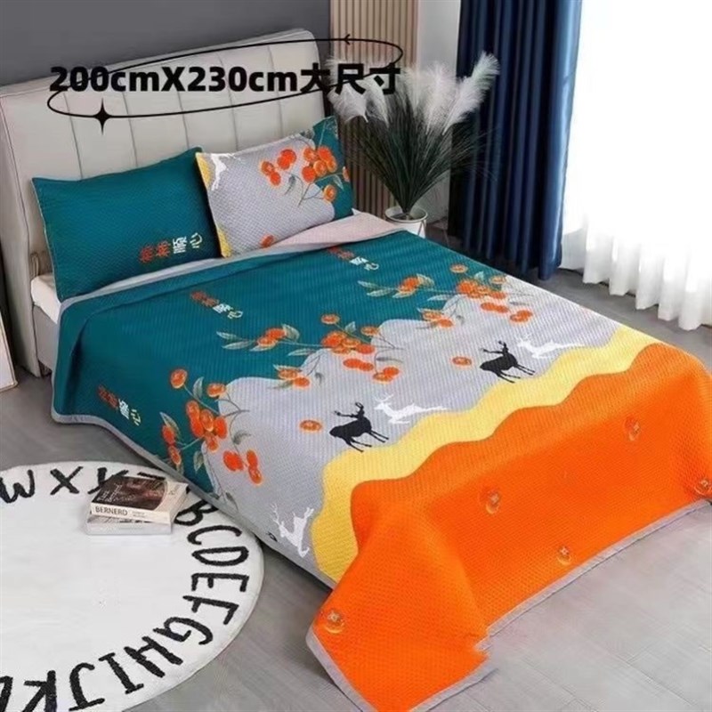 床盖盖毯床单三层夹棉双面炕盖床垫子四季L通用单双人防滑铺盖床