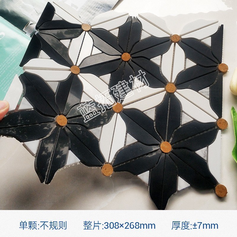 简约现代大理石i材异形马赛克拼花卫生间厨房背景墙砖异形拼绿白