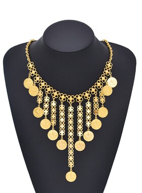 敦煌金色民族风项链西域钱币x流苏饰品古装异域风配饰云南摄影颈