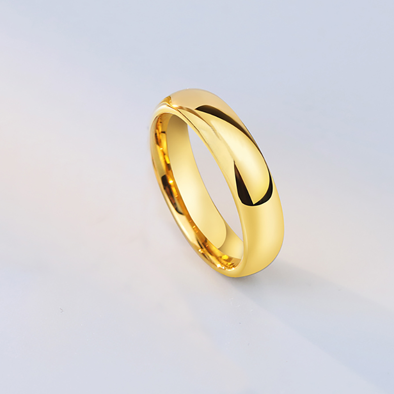 玫瑰金戒指情侣一对简p约钨金单身食指尾戒个性男士反光K金素圈女