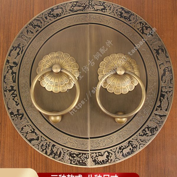 全铜新中式仿古大门门环大拉手古典祠堂寺庙木门把手装饰铜配件