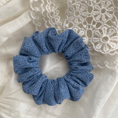 Jinz 韩国ins风复古肌理感牛仔蓝色大肠发圈发绳女森系头绳头花