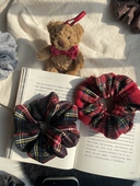 Jinz 韩国ins风复古磨毛苏格兰格子大肠发圈发绳女森系头绳头花