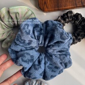 Jinz 韩国ins风复古蓝色豹纹大肠发圈发绳女森系头绳头花干发发圈