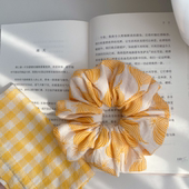 Jinz 韩国ins进口复古百搭黄色洋葱布艺大肠发圈