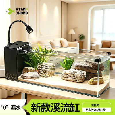 新款大鱼缸家用过滤制氧一体机免换水自循环侧滤玻璃长方形龟箱缸