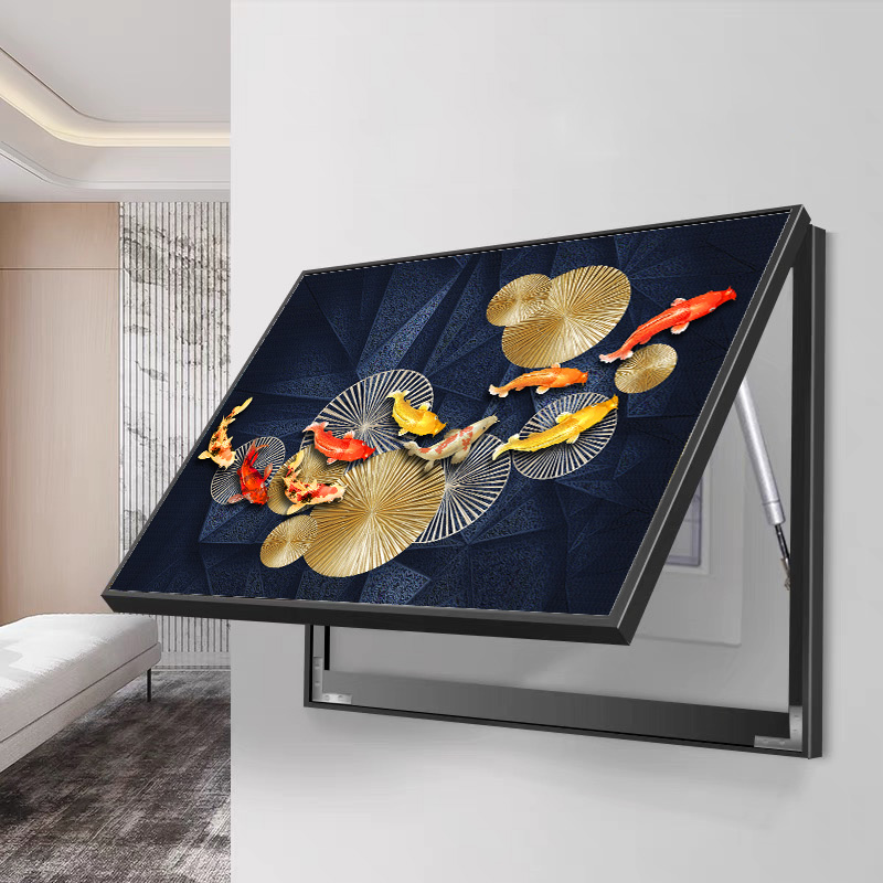 电表箱装饰画现代轻奢九鱼图电匝遮挡挂画配电箱总闸餐厅背景墙画图片