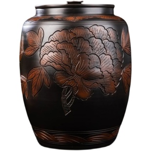 水缸家用储水用建水紫陶存水罐陶瓷抽水款功夫茶道茶水缸大号