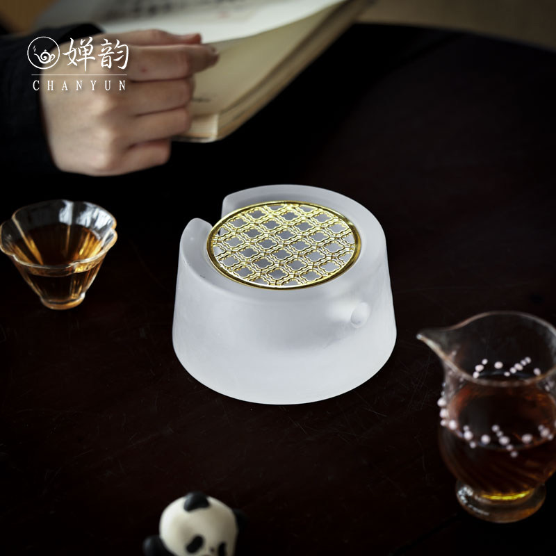 婵韵 白色琉璃温茶器酒精煮茶器复古围炉煮茶茶具