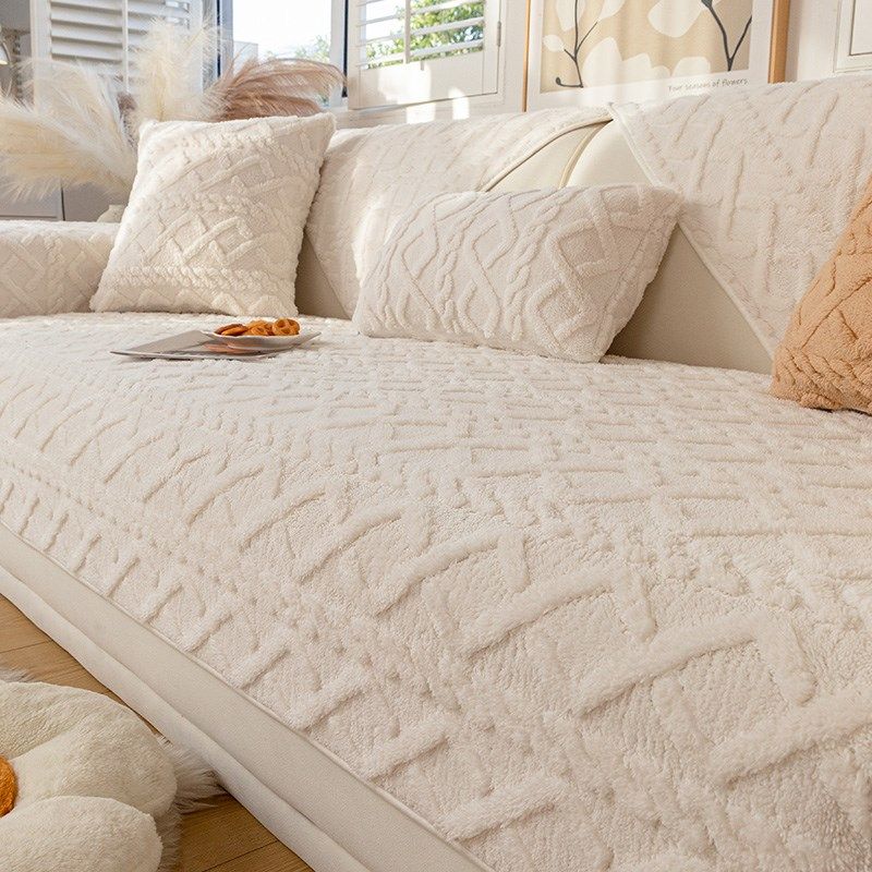 毛绒冬季沙发垫加厚防滑保暖坐垫布艺in奶油色秋冬客厅沙发罩,居家布艺,沙发垫,淘宝优惠券,粉丝福利购,淘宝优惠卷