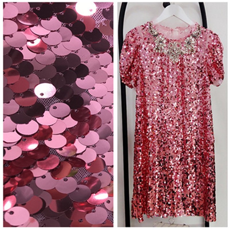 9MM玫粉色银金色粉红色加密亮片网纱布料婚庆桌布拍摄背景布面料