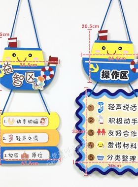 幼儿园环创材料海洋风区域规则牌挂饰班级布置区角标识指示牌吊饰