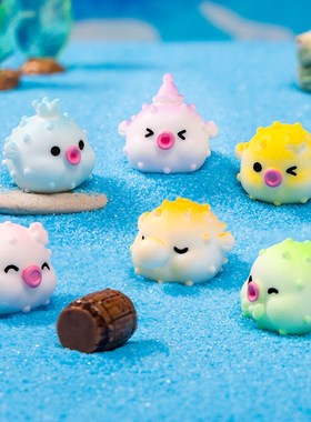 海洋爱迷你小河豚桌面装饰品卡通动物小鱼玩偶公仔物件