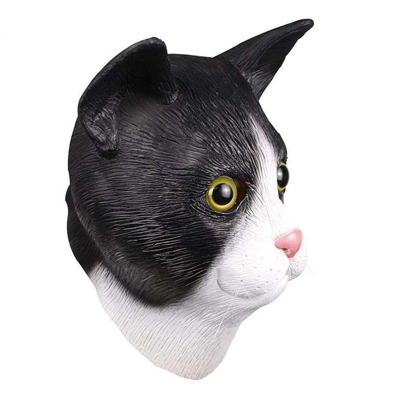 黑猫乳胶头面具猫头喵星大脸猫舞会表演道具