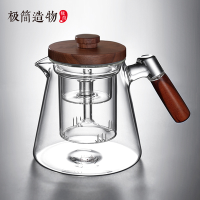 大号玻璃泡茶器黑晶炉围炉煮茶壶蒸茶壶茶水分离过滤家用茶具套组
