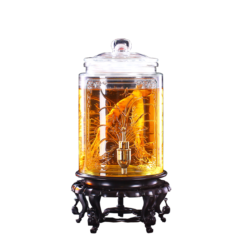 玻璃泡酒瓶带龙头家用6斤8斤12斤人参药酒坛果汁罐酵素玻璃密封罐