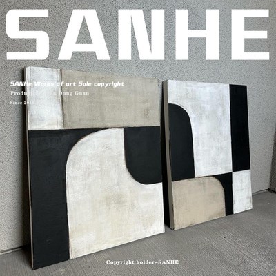 NHE 手绘油画大幅客厅沙发背景装饰画现代方形挂画