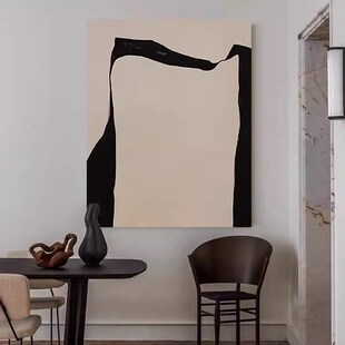 M.纯手绘曲折侘寂风客厅抽象油画极简线条玄关肌理挂画