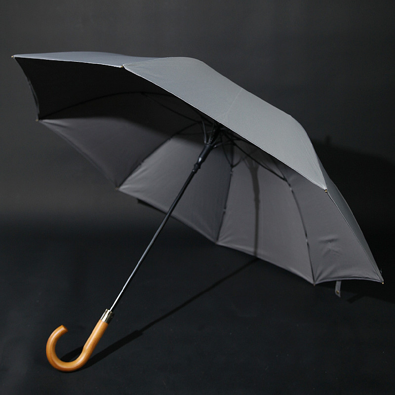 浮羽暴雨伞强防风抗雨复古双层大伞面直杆弯柄木柄长柄伞男士双人