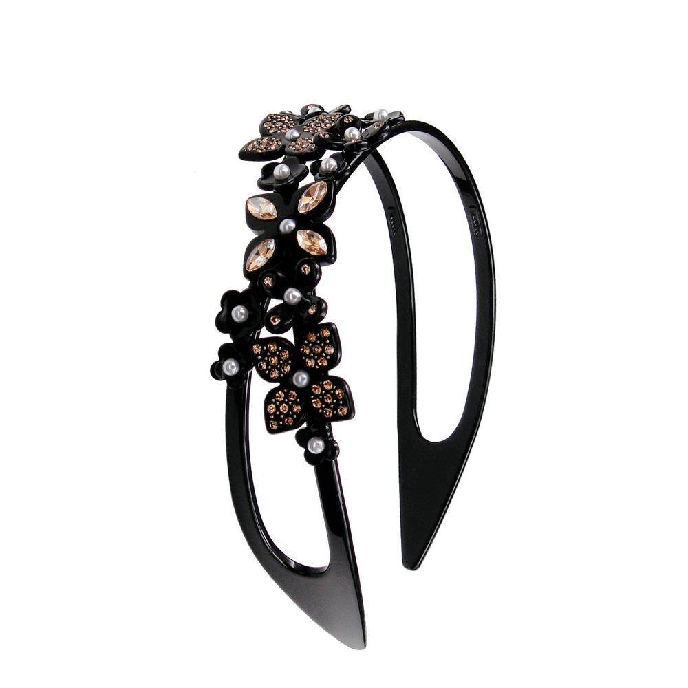 法式高端水晶花朵发箍奢华镶钻珍珠头箍压发卡舒服不勒头带防滑齿