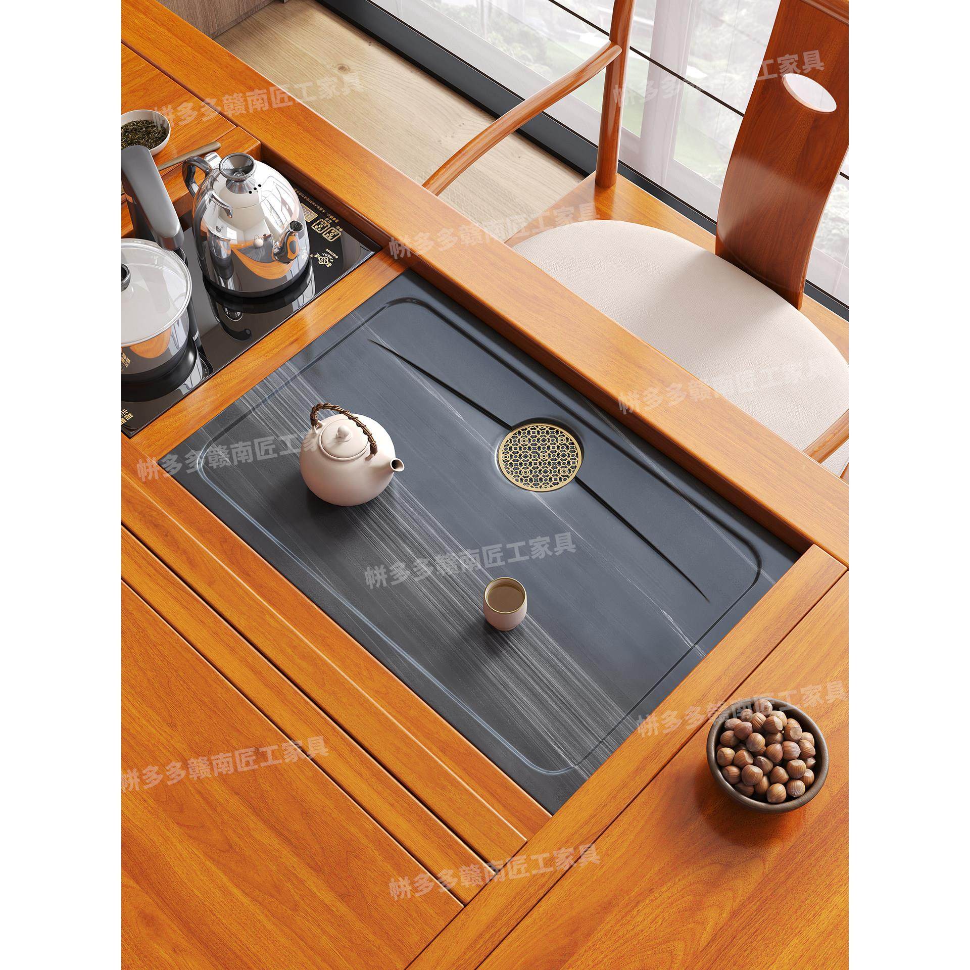 茶台茶盘乌金石嵌入式石盘定制尺寸宽40茶桌面板漏水茶板接水托盘,餐饮具,茶盘,淘宝优惠券,粉丝福利购,淘宝优惠卷