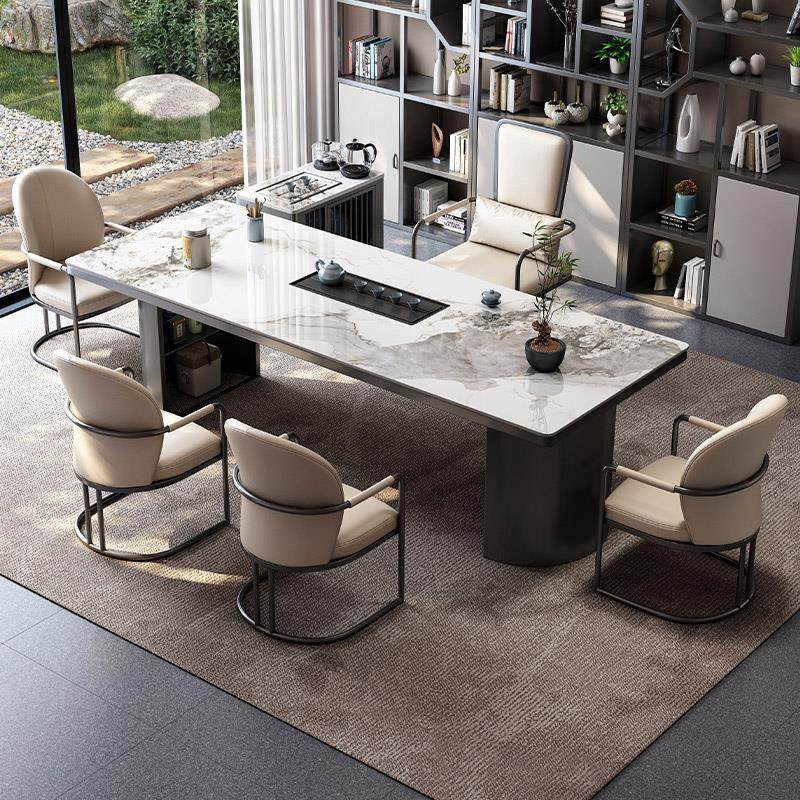 2025新款轻奢岩板茶台现代简约新中式风格茶桌椅组合套装