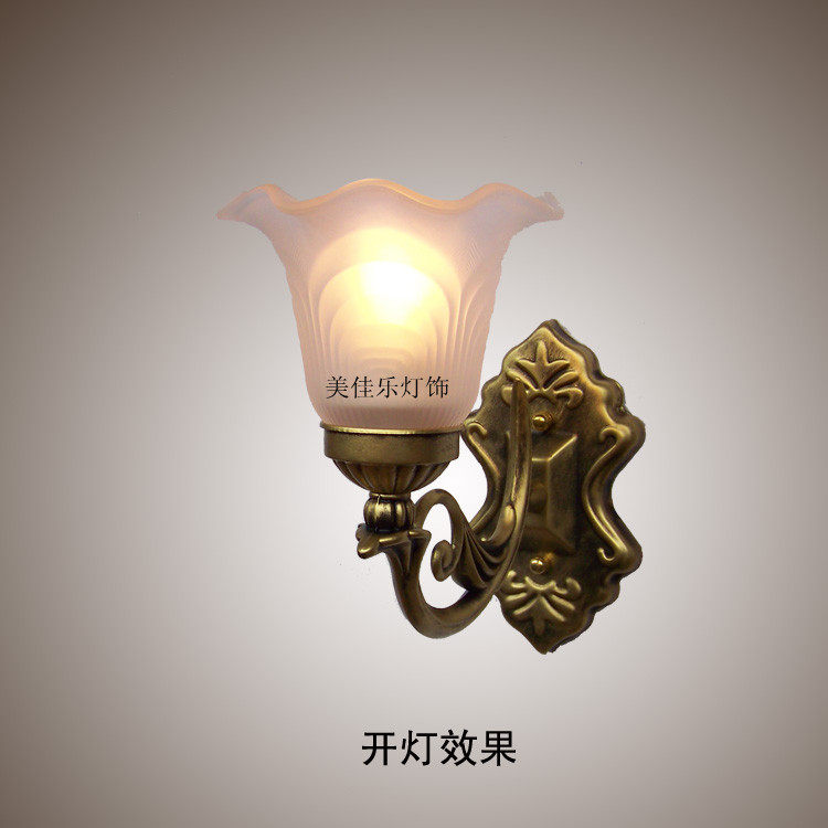 单头铁艺工艺壁灯欧式灯具床头卧室镜前灯田园