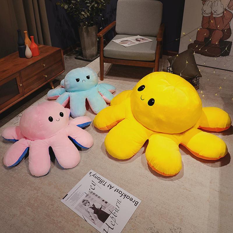 变脸超大章鱼玩偶抱枕生气双面八爪鱼毛绒玩具翻面布娃娃公仔巨型