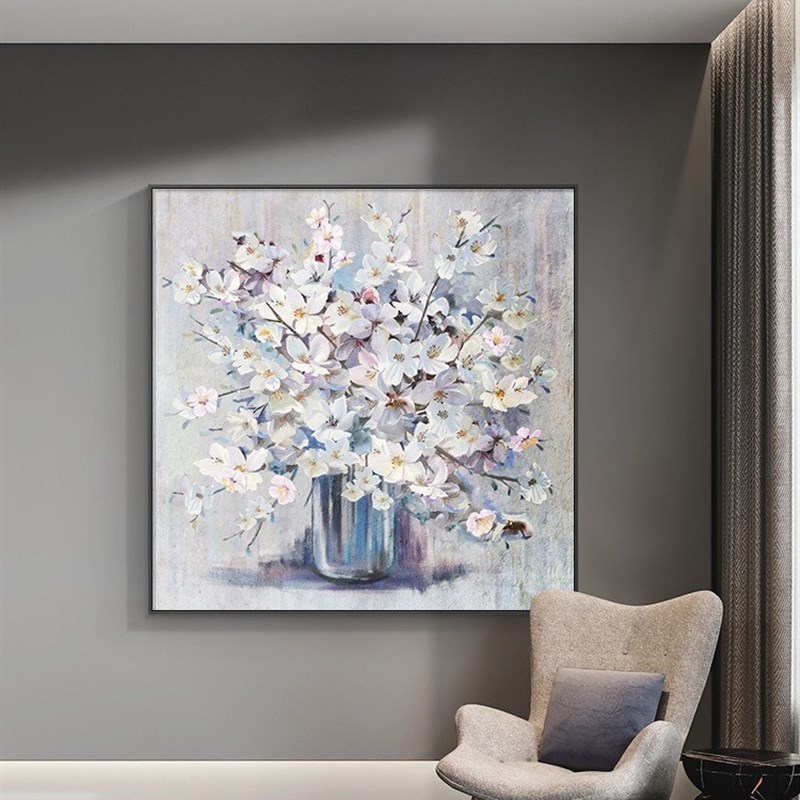 大芬村手绘油画现代简约客厅大幅装饰画饭厅欧式花卉挂画卧室壁画图片