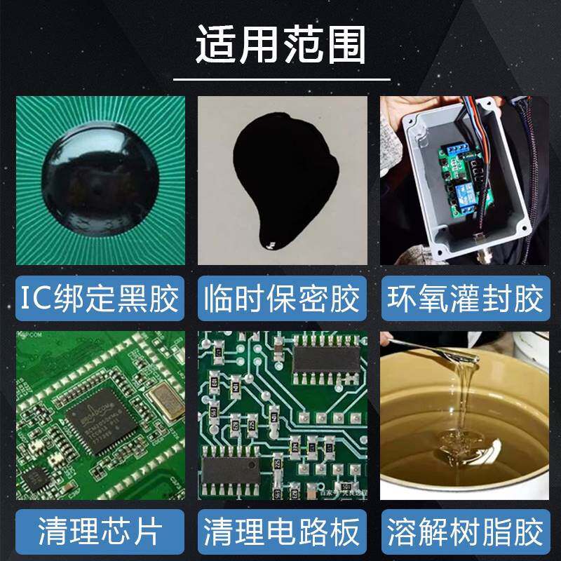 保密胶溶解剂片电板上绑定黑胶去除剂环氧树脂解胶剂