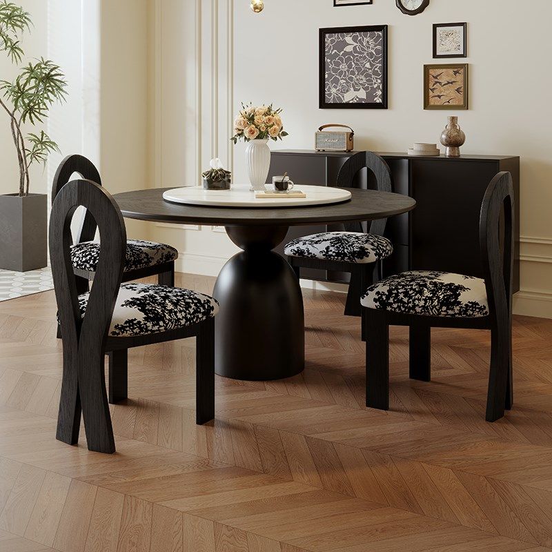 中古风全实木餐桌带转盘家用小户型全托高端现代复古风圆桌,住宅家具,实木餐桌,淘宝优惠券,粉丝福利购,淘宝优惠卷