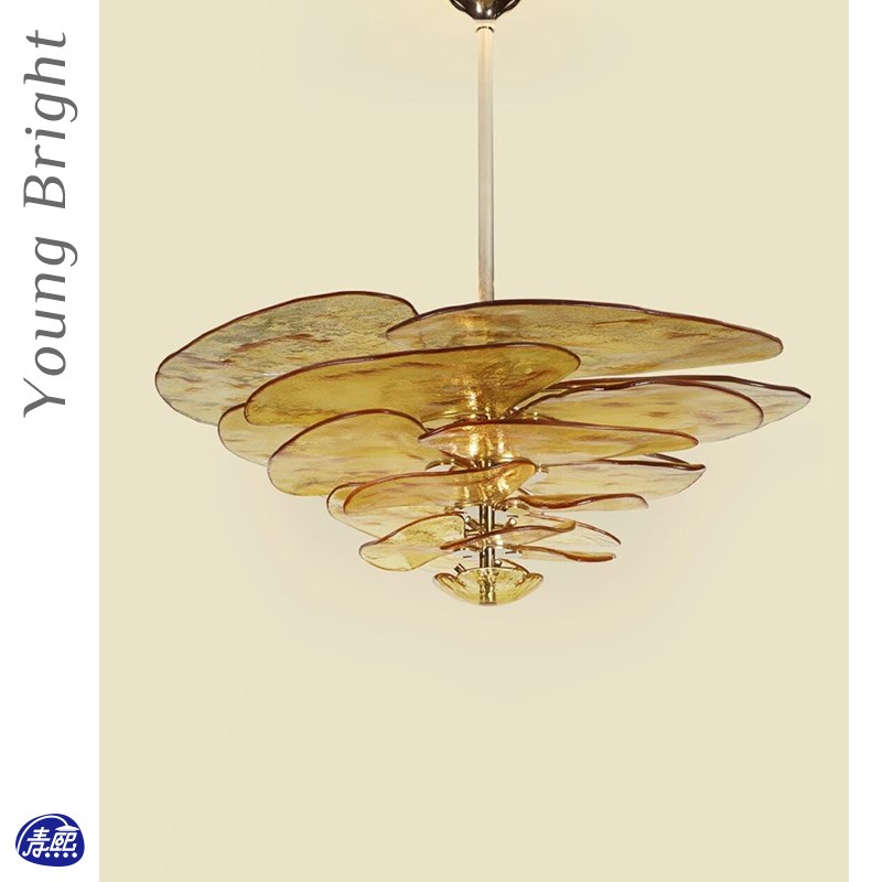 法式murano穆拉诺Lilypad Chandelier玫瑰复古设计师客厅餐厅吊灯