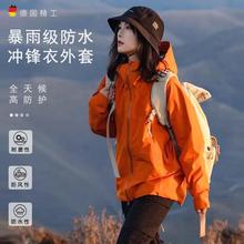 德国户外冲锋衣女款2024新款春秋高级感三合一可拆卸内胆防风外套
