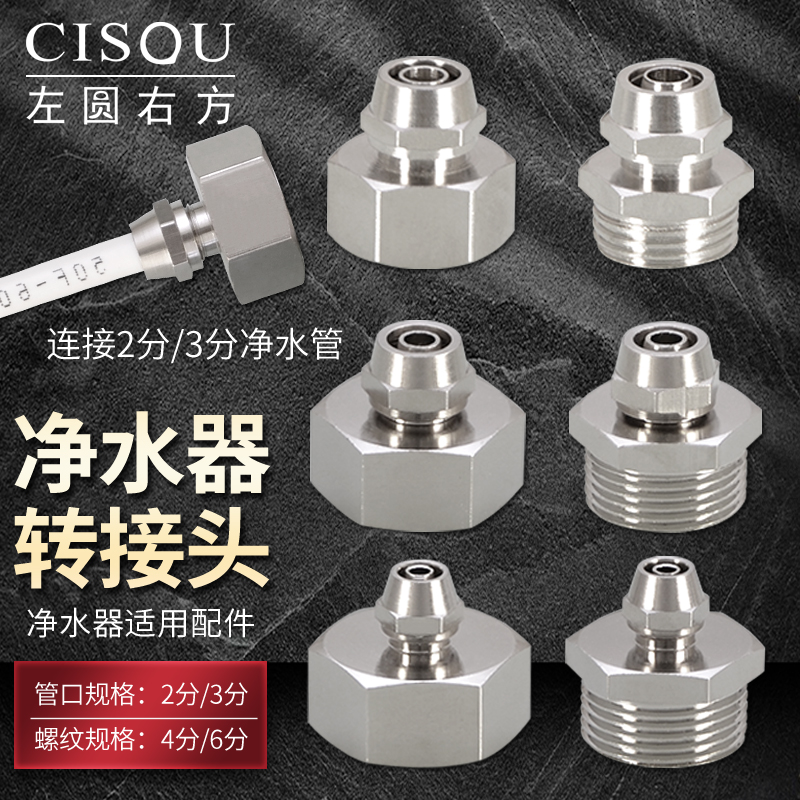 4/6分内牙转2分3分管直接铜接头净水器配件PE管外丝快拧快速接头