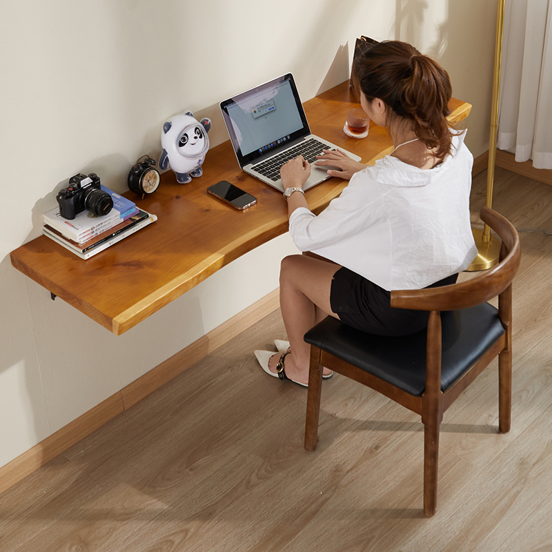 墙上壁挂式原木电脑桌书桌悬挂桌餐桌墙壁家用桌板折叠吧台挂墙桌