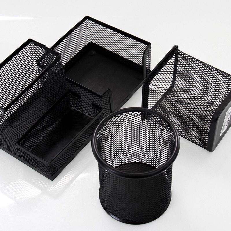 包邮多功能金属组合笔筒桶桌面办公用品收纳盒铁丝圆方形化妆笔筒