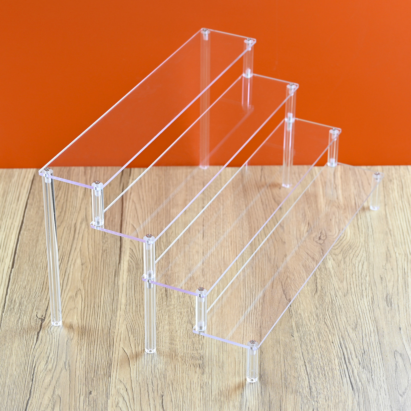 透明亚克力阶梯式展示架多肉泡泡玛特手办盲盒多层阶梯式模型收纳