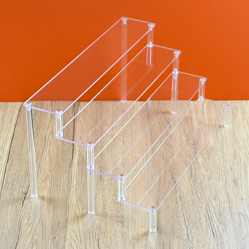 透明亚克力阶梯式展示架多肉泡泡玛特手办盲盒多层阶梯式模型收纳
